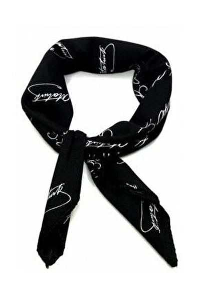 Askıcı Atatürk Imzalı Kare Bandana Fular- %100 Cotton Siyah - 2