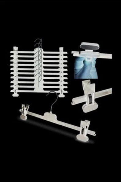 Askıcı Etek Pantolon Askısı, Mandallı Askı, Beyaz 38 Cm 20 Adet - 4
