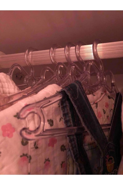 Askıcı Kristal Şeffaf Bebek Kıyafet Askısı 12'li Elbise Askısı Çocuk Kıyafet Askısı Fiyonk - 4