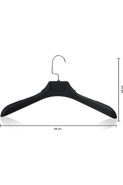 Askıcı Erkek Ceket Gömlek Askısı 10 Adet Siyah Renk Plastik Askı Soft Touch Kaplama - 4