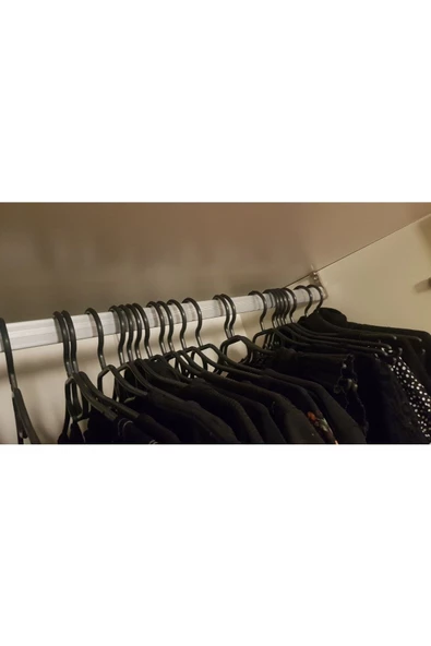 Askıcı Elbise Askısı Fular Askısı Gömlek Tişört Askısı Kırılmaz 50 Adetli Set Siyah - 4