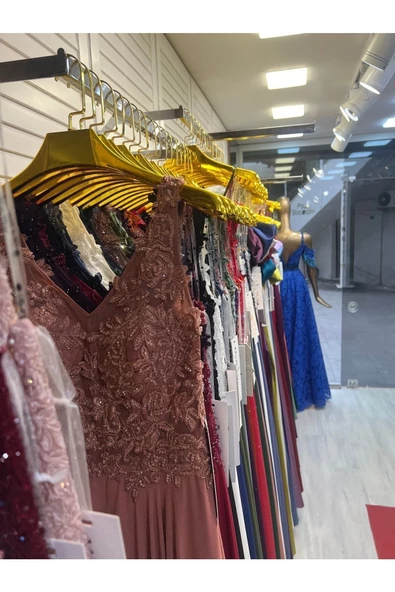 Askıcı Gold Kaplama Askı 10 Adet Abiye Tişört Showroom Askısı - 4
