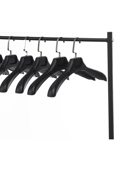 Askıcı Erkek Ceket Gömlek Askısı 10 Adet Siyah Renk Plastik Askı Soft Touch Kaplama - 3
