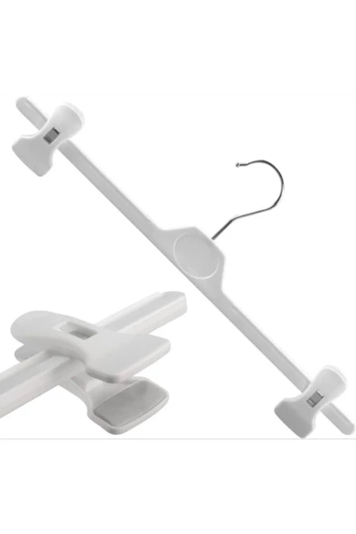 Askıcı Mandallı Askı Beyaz 10 Adet Çocuk Askısı Pantolon Ve Etek Askısı Bebek 28 Cm - 2
