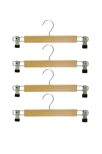 Askıcı Ahşap Mandallı Askı Etek Pantolon Askısı 5 Adet - Resim 2