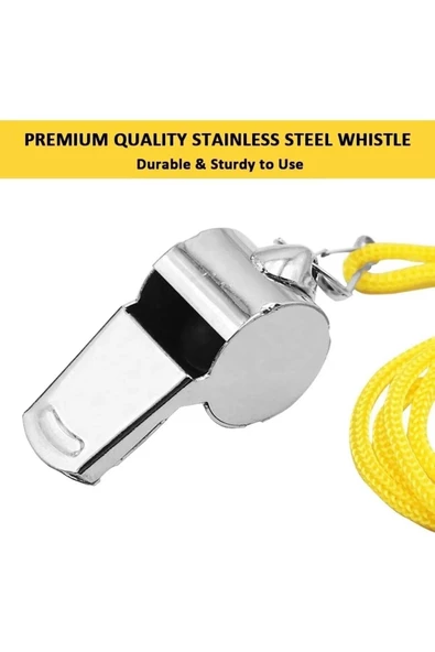 Askıcı Kaliteli 6 Adet Sarı Ipli Paslanmaz Metal Deprem Düdüğü, Hakem, Can Kurtaran Düdük (6 ADET) - 4