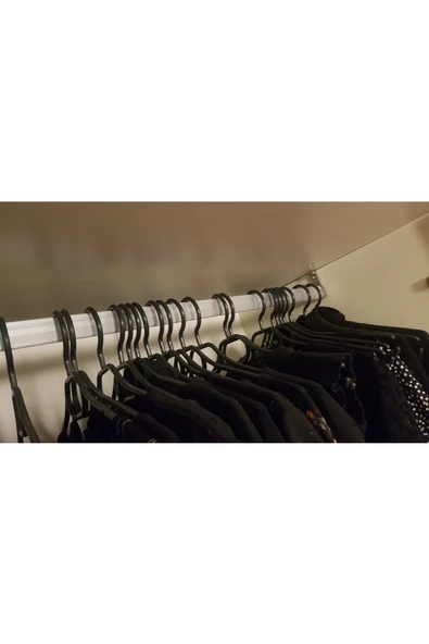 Askıcı Elbise Askısı Fular Askısı Gömlek Tişört Askısı Kırılmaz 6 Adetli Set Siyah - 4