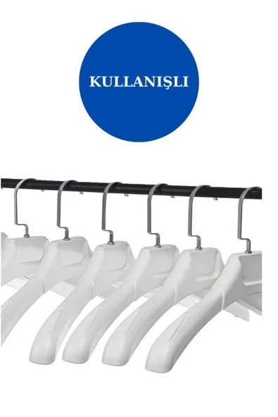 Askıcı Kadın Ceket Gömlek Askısı 10 Adet Beyaz Renk Plastik Askı Soft Touch Kaplama - 2