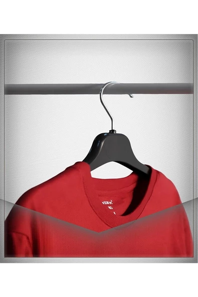 sedef askı 42 Cm Siyah Elbise Gömlek Bluz Tunik T-shirt Askısı Ec Serisi Çift Taraf Dolgulu 30 Adet - 3