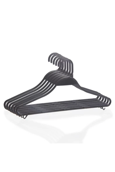 Askıcı Kıyafet Askısı Plastik Kırılmaz Siyah 6 Adet