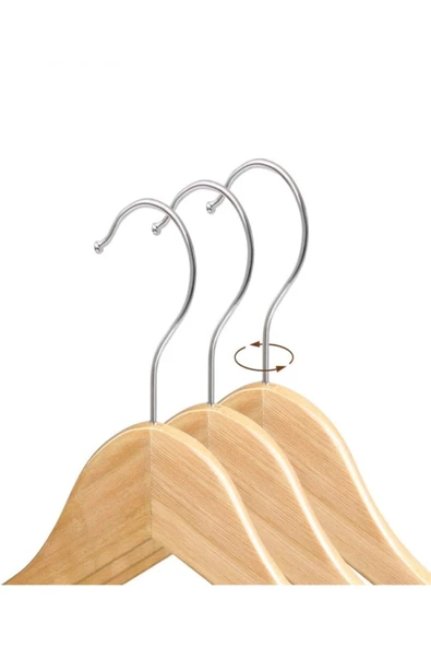 Askıcı Ahşap Askı Kıyafet Ve Elbise Askısı 6 Adet Cilasız Yerli - 2