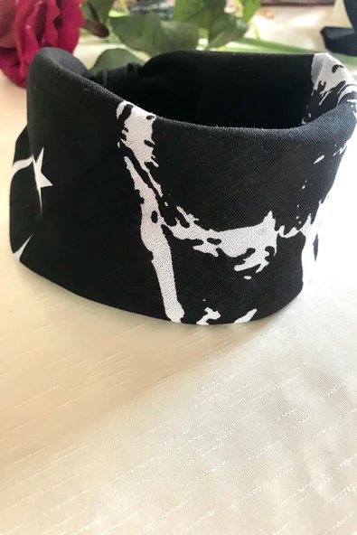 alsaccessories 23 Nisan I?çin Atatürk I?mzalı Ve Portreli Ay Yıldızlı Siyah Renk Unisex %100 Cotton Bandana Fular - 3