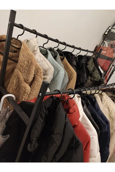 Askıcı Elbise Askısı Fular Askısı Gömlek Tişört Askısı Kırılmaz 6 Adetli Set Siyah - 2