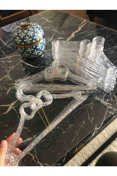 Askıcı Bebek Elbise Askısı Şeffaf Kristal Kalp Askı 24 Adet - Resim 2