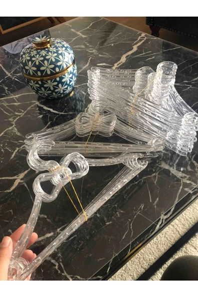 Askıcı Çocuk Elbise Askısı Bebek Askısı Şeffaf Kristal Kalp Askı 24 Adet - 2