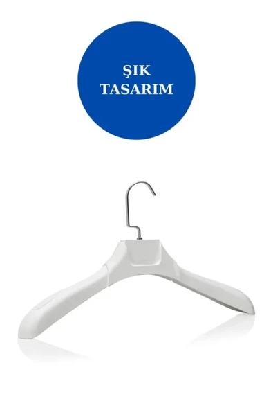 Askıcı Kadın Ceket Gömlek Askısı 10 Adet Beyaz Renk Plastik Askı Soft Touch Kaplama - 3