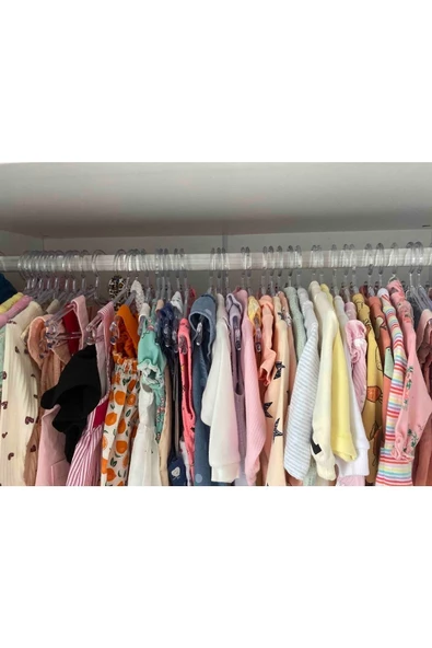 Askıcı Bebek Elbise Askısı Şeffaf Kristal Kalp Askı 24 Adet - Resim 3