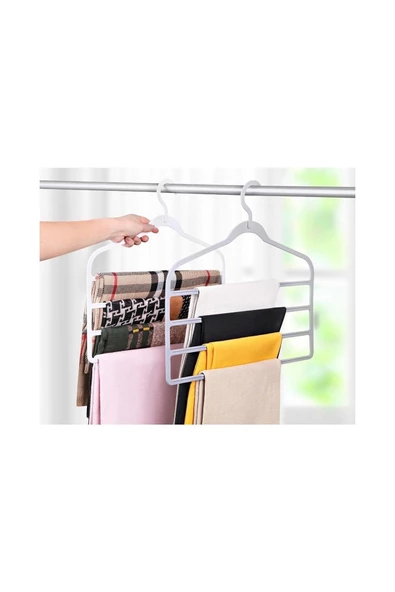 Askıcı Çok Katlı Pantolon Askısı Eşarp Kravat Askı Plastik Askılık - 3