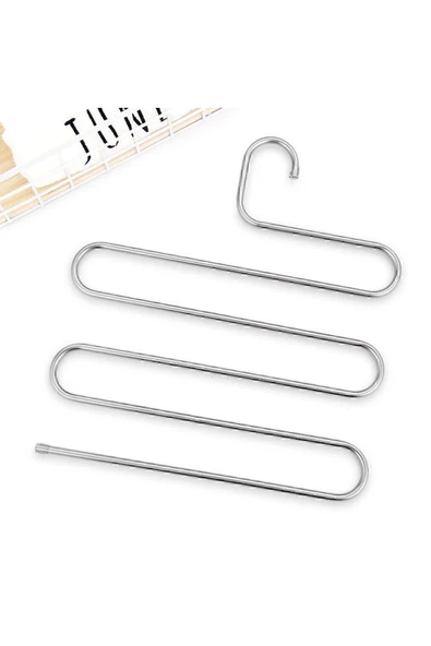 Greathings 4 Adet - Metal 5 Katlı Dolap Içi Pantolon Eşarp Şal Askısı , Çoklu Askılık, Dekoratif Akıllı Askı - 4