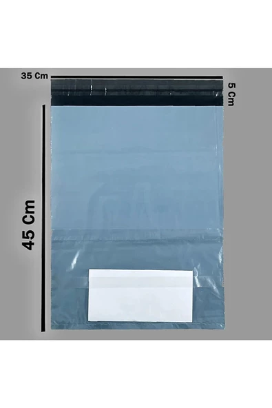 Askıcı Cepli Gri Kargo Poşeti  35 45  5 Boyutlarında 50 Adet Gri Kargo Poşeti - 2