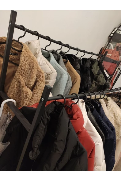 Askıcı Elbise Askısı Fular Askısı Gömlek Tişört Askısı Kırılmaz 50 Adetli Set Siyah - 2