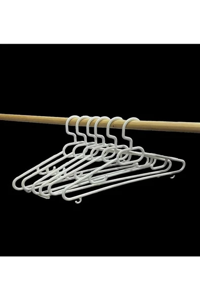 Askıcı Beyaz Elbise Askısı Fular Askısı Gömlek Tişört Askısı Kırılmaz 12 Adetli Set - 3