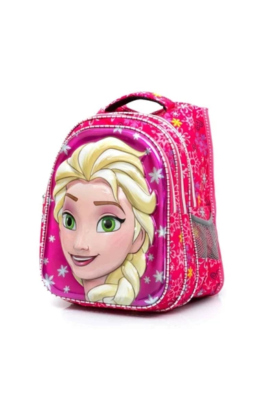 Askıcı Pembe Elsa Frozen Okul Çantası 3 Gözlü Beslenme Çantası Hediyeli