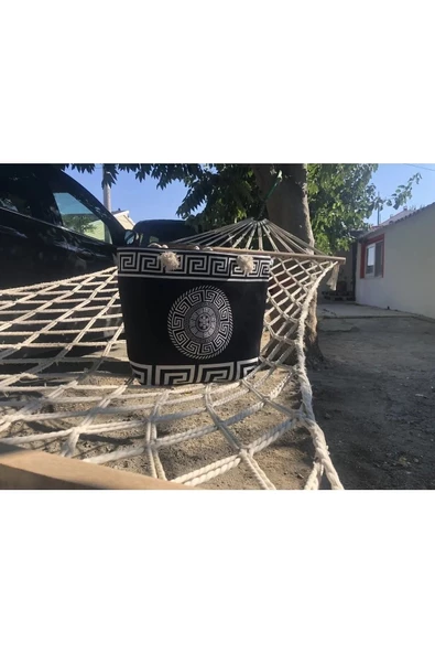 Askıcı Siyah Omuz Kol Plaj Çantası ve Mavi Peştamal Plaj Havlusu 100x180  cm - 4