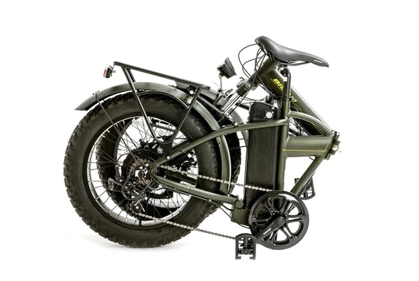 BİSAN E-FOLDING F2 ELEKTRİKLİ KATLANIR BİSİKLET 43CM MD 20 JANT 7 VİTES HAKİ SARI - 2