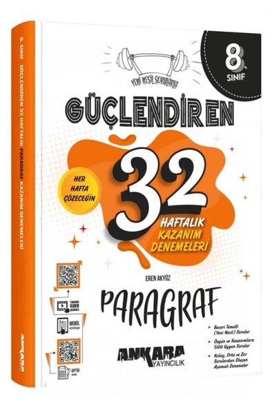 Ankara Yayıncılık 8. Sınıf Paragraf Güçlendiren 32 Haftalık Deneme
