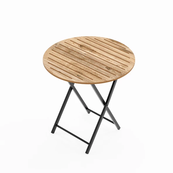 Katlanır 4 Kişilik Yuvarlak Bahçe Masası Bistro Masa 70x70 Çam 1506 - 2