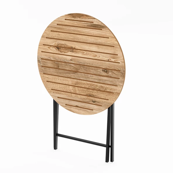 Katlanır 4 Kişilik Yuvarlak Bahçe Masası Bistro Masa 70x70 Çam 1506 - 4