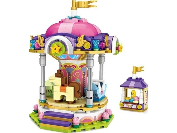 LOZ 1720 Merry Go Round DIY Mini Blocks Diamond Nano Building Toy Amusement Park