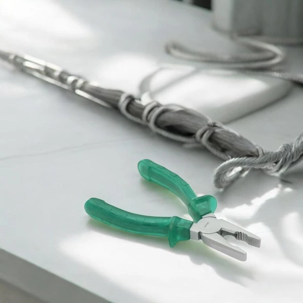 Çok Amaçlı Sağlam Ekonomik Pense 180 mm Ergonomik Pvc İzole Saplı Tel Keblo Kesme Sıyırma Sıkma - 3