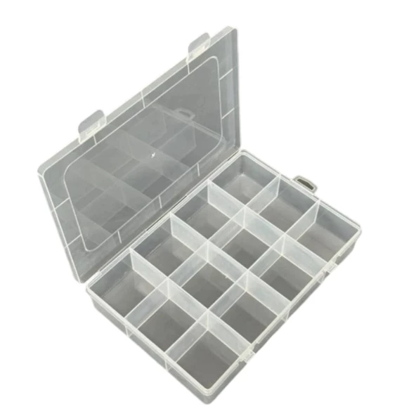 3 ADET - 12 Bölmeli Kolye, Yüzük, Takı Düzenleyici Organizer Plastik Şeffaf Kutu 13x19x3.5cm