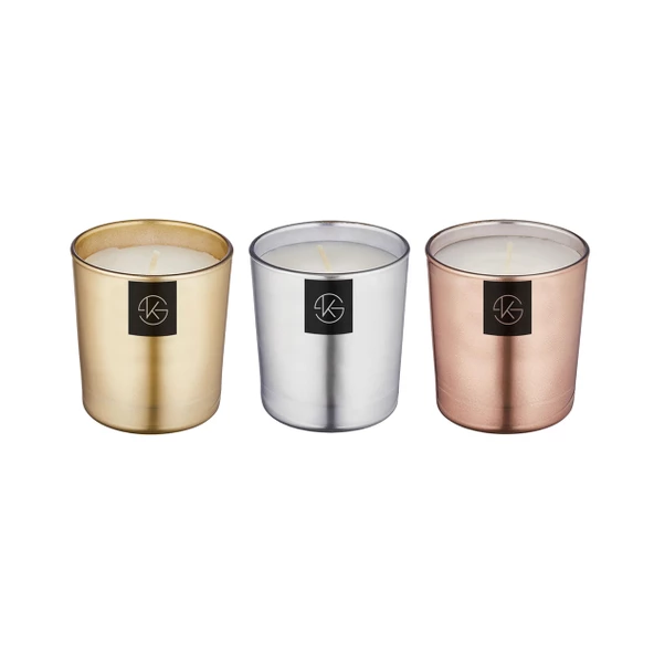 Selka Home 3'lü Miracle Cam Metalic Candle Mum - 3