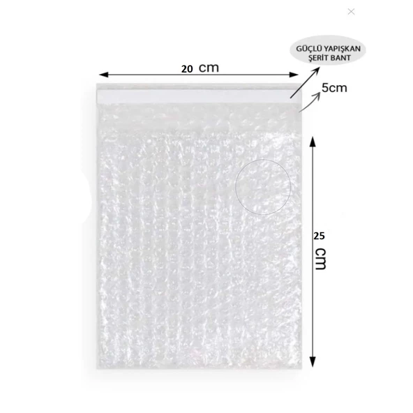 Balonlu Patpat Torba Bantlı 20x25 +5 (50 Adet) Baloncuklu Torba - Resim 2