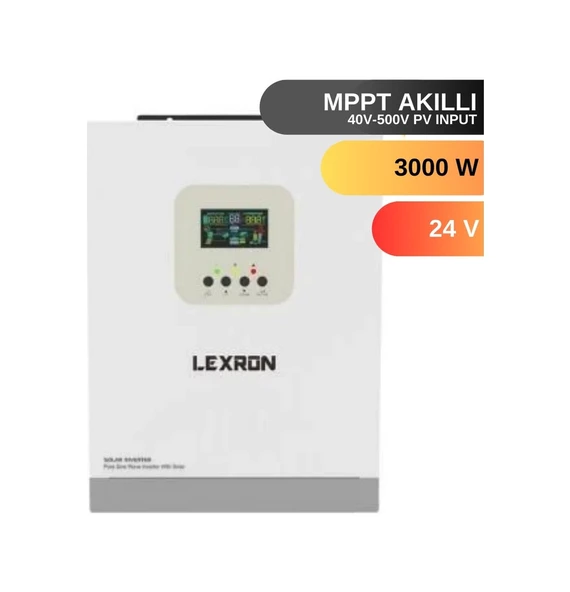 Lexron 3kW 3000W Hv Mppt 40-500 Pv Input Akıllı Tam Sınus İnverter