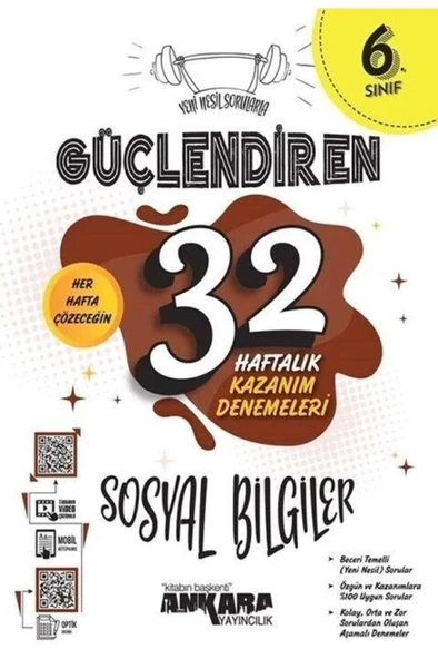 Ankara Yayıncılık 6. Sınıf Sosyal Bilgiler Güçlendiren 32 Haftalık Kazanım Denemeleri Ankara Yayıncılık