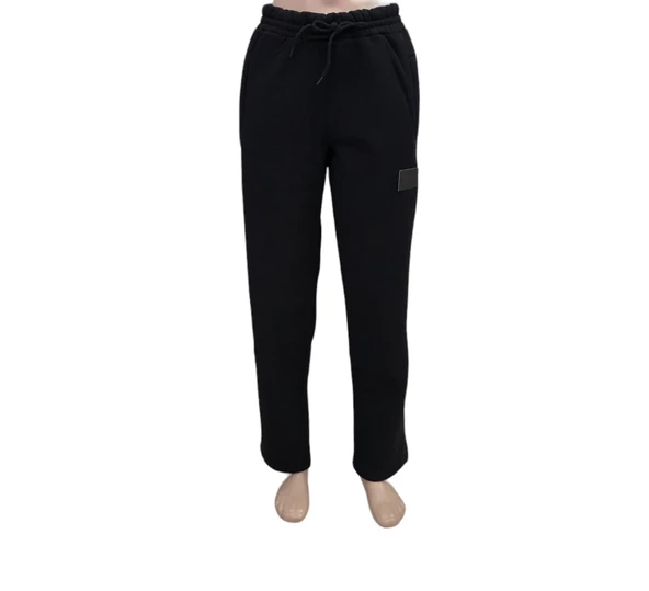 Srt Erkek Siyah Battal Büyük Beden Battal Üç İplik İçi Polarlı Kalın Eşofman Altı - 5