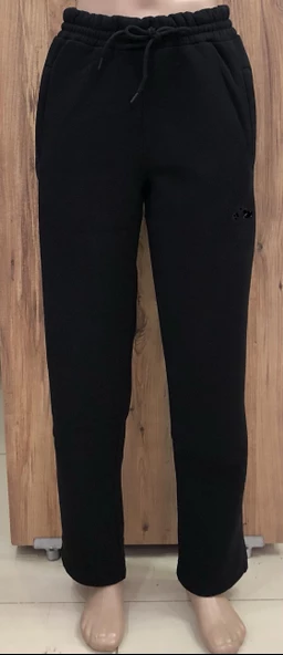 Srt Erkek Siyah Battal Büyük Beden Battal Üç İplik İçi Polarlı Kalın Eşofman Altı - 4