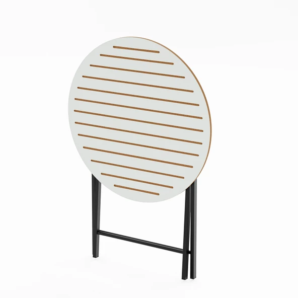 Eportatif Katlanır 4 Kişilik Yuvarlak Bahçe Masası Bistro Masa 70x70 Beyaz 1507 - 4