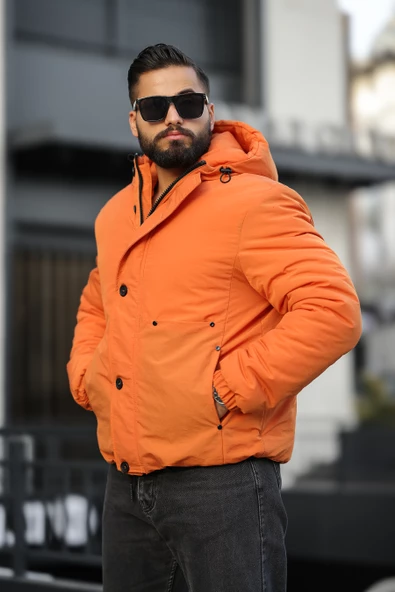 ERKEK KAPÜŞONLU CEP DETAYLI MONT - 9