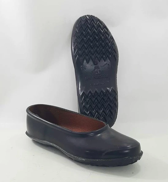 Ak Plastik Galoş Siyah İçi Astarlı Bayan Lastik Mest Ayakkabı - 3