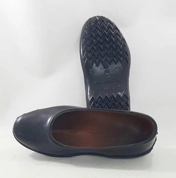 Ak Plastik Galoş Siyah İçi Astarlı Bayan Lastik Mest Ayakkabı - 2