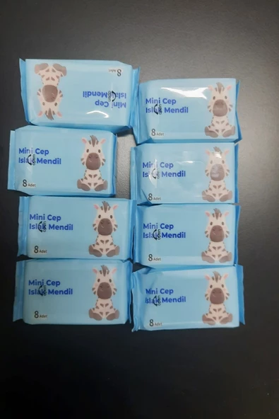 Periboia 8 Paket Çanta Tipi Taşınabilir Mini Cep Tipi Islak Mendil (8 Adet X 8 Paket) - 2