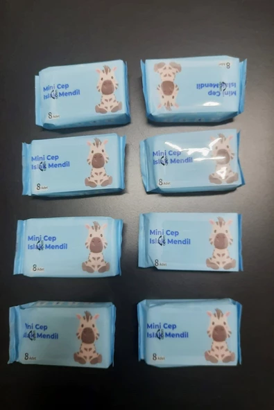 Periboia 8 Paket Çanta Tipi Taşınabilir Mini Cep Tipi Islak Mendil (8 Adet X 8 Paket) - 4