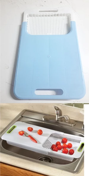 Periboia Süzgeçli Doğrama Tahtası - Açılır Kapanır Ayarlanabilir Evye Yıkama Doğrama Aparatı Plastik - 2