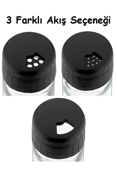 Ahşap Standlı 6'lı Cam Baharatlık Seti - Tuzluk Biberlik Baharatlık - 6