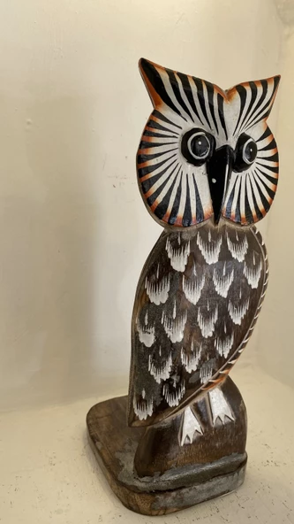 ahşap baykuş kağıt havluluk - Resim 4